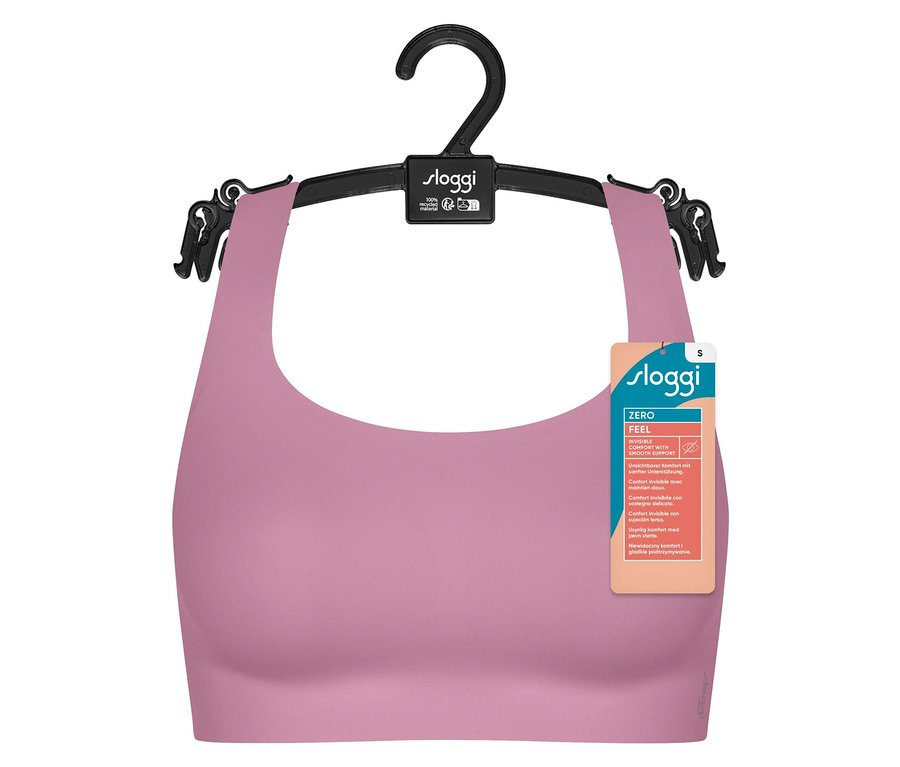 Lila sloggi ZERO Feel 2.0 Top auf einem schwarzen Bügel.