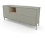 Salbeigrünes Sideboard »Hygge« mit einer Tür und einem offenen Holzfach steht auf Füßen.