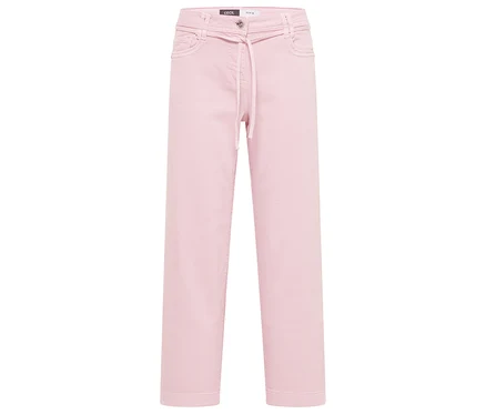 Hellrosa CECIL Jeans »Neele« mit Kordelzug in der Taille und geradem Bein.