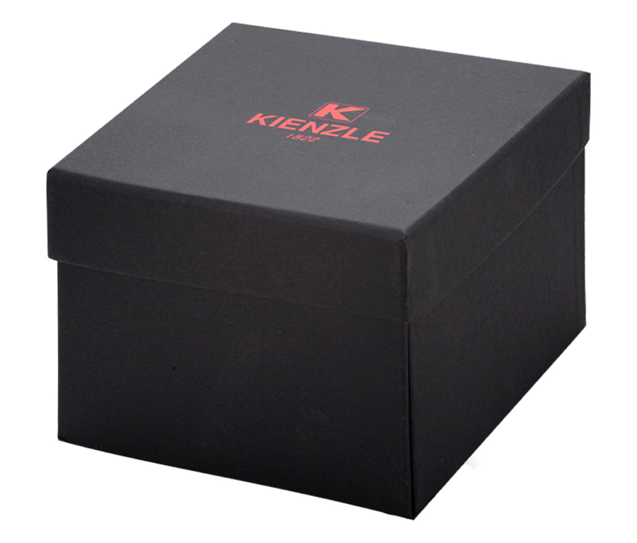 Schwarze, rechteckige Kienzle Uhr »Bella Classica« Box mit rotem Kienzle Logo auf dem Deckel.