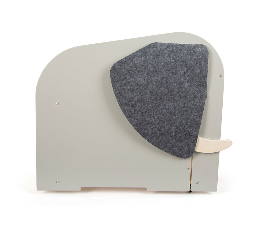 Eine graue small foot Spielzeugbox Elefant »Wildlife« ist von der Seite zu sehen.