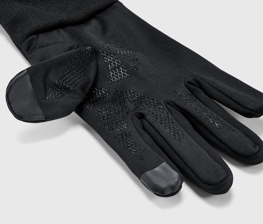 Detailansicht eines schwarzen Windprotection-Thermohandschuhs.