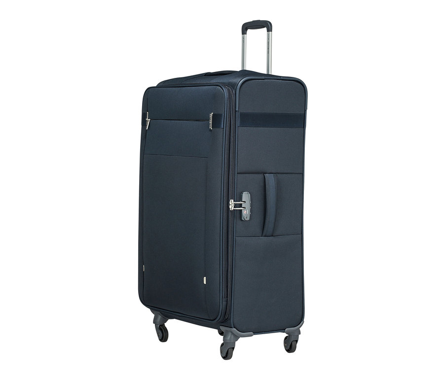Detailansicht eines großen, marineblauen Samsonite CITYBEAT SPINNER.