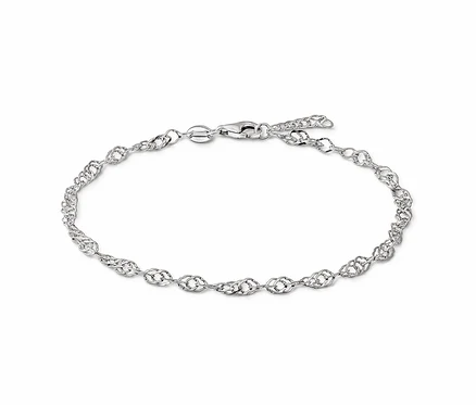 925 Silber Armband Singapur auf weißem Hintergrund.