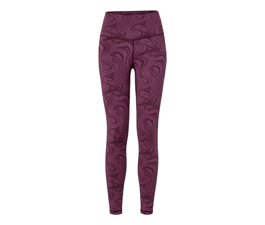 Eine 7/8-Sporttight in Lila mit Marmormuster.
