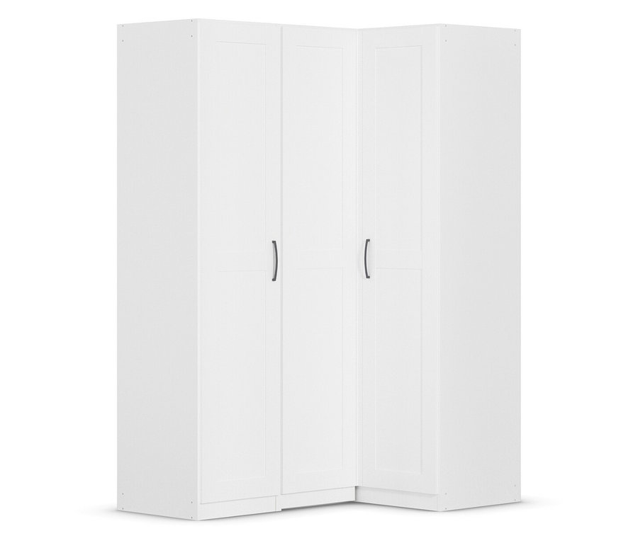 Weißer Eckschrank.