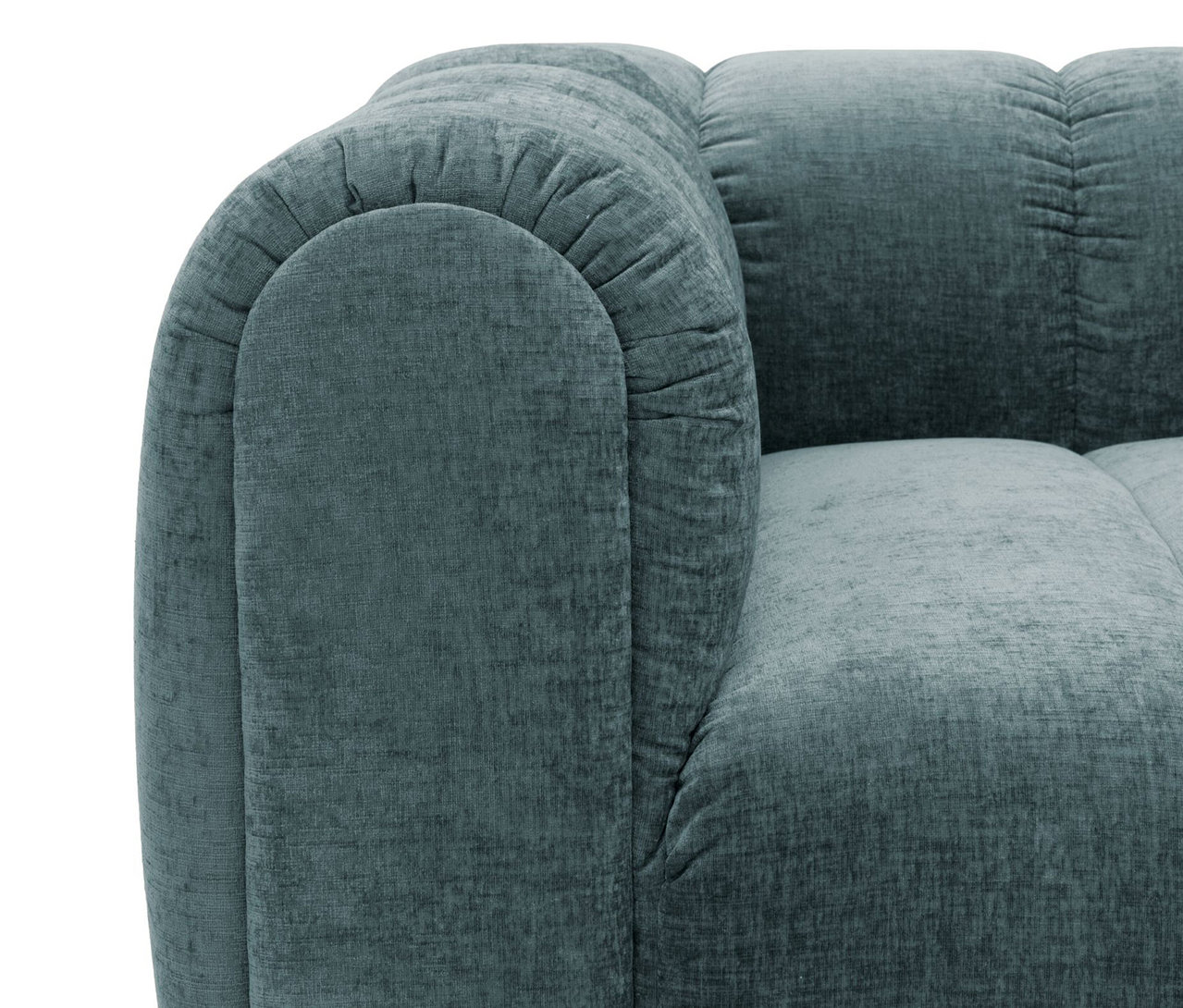 Detailansicht des breiten DOMO Bigsofa Sitzrasters in Ozean/Petrol.