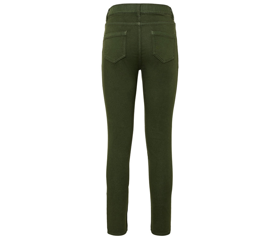 Rückansicht einer olivgrünen Jeans.