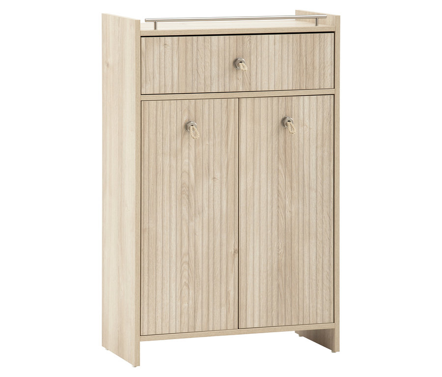 Highboard »Sonderby« mit zwei Türen in Nordic Light Oak. Das Highboard hat eine Schublade und zwei Schranktüren mit Griffen.