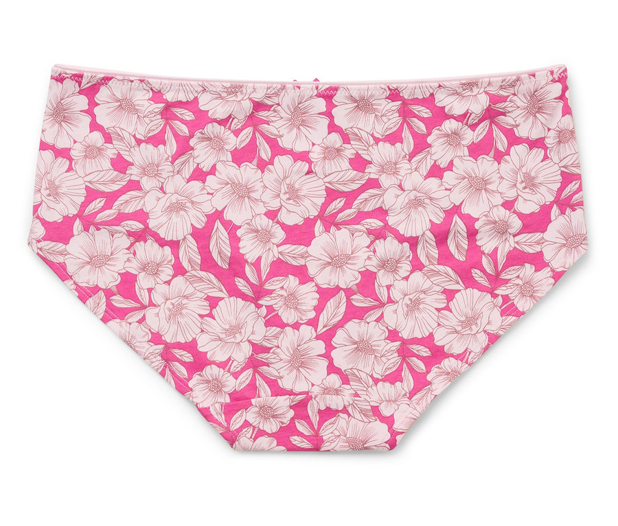 Rosa Unterhose mit Blumenmuster.