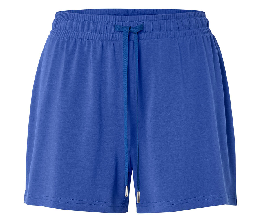 Blaue Shorts mit Kordelzug.