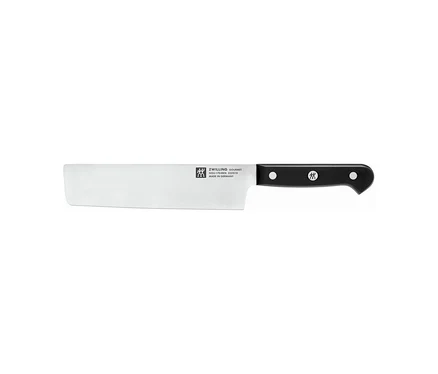 ZWILLING Nakiri Gemüsemesser »Gourmet«, 17 cm, mit breiter, silberner Klinge und schwarzem Griff.
