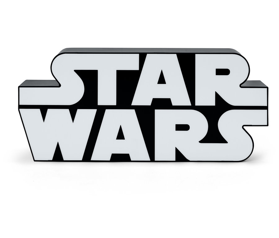 Schwarze Star Wars-Schrift auf weißem Hintergrund.