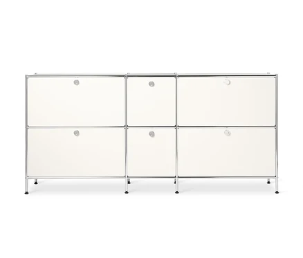 Weißes Sideboard Metall »CN3« groß mit 6 Klappenfächern.
