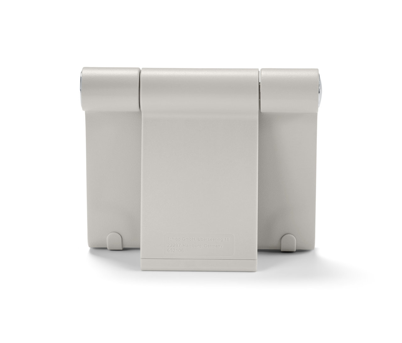 Grauer Smartphone- und Tablet-Ständer.