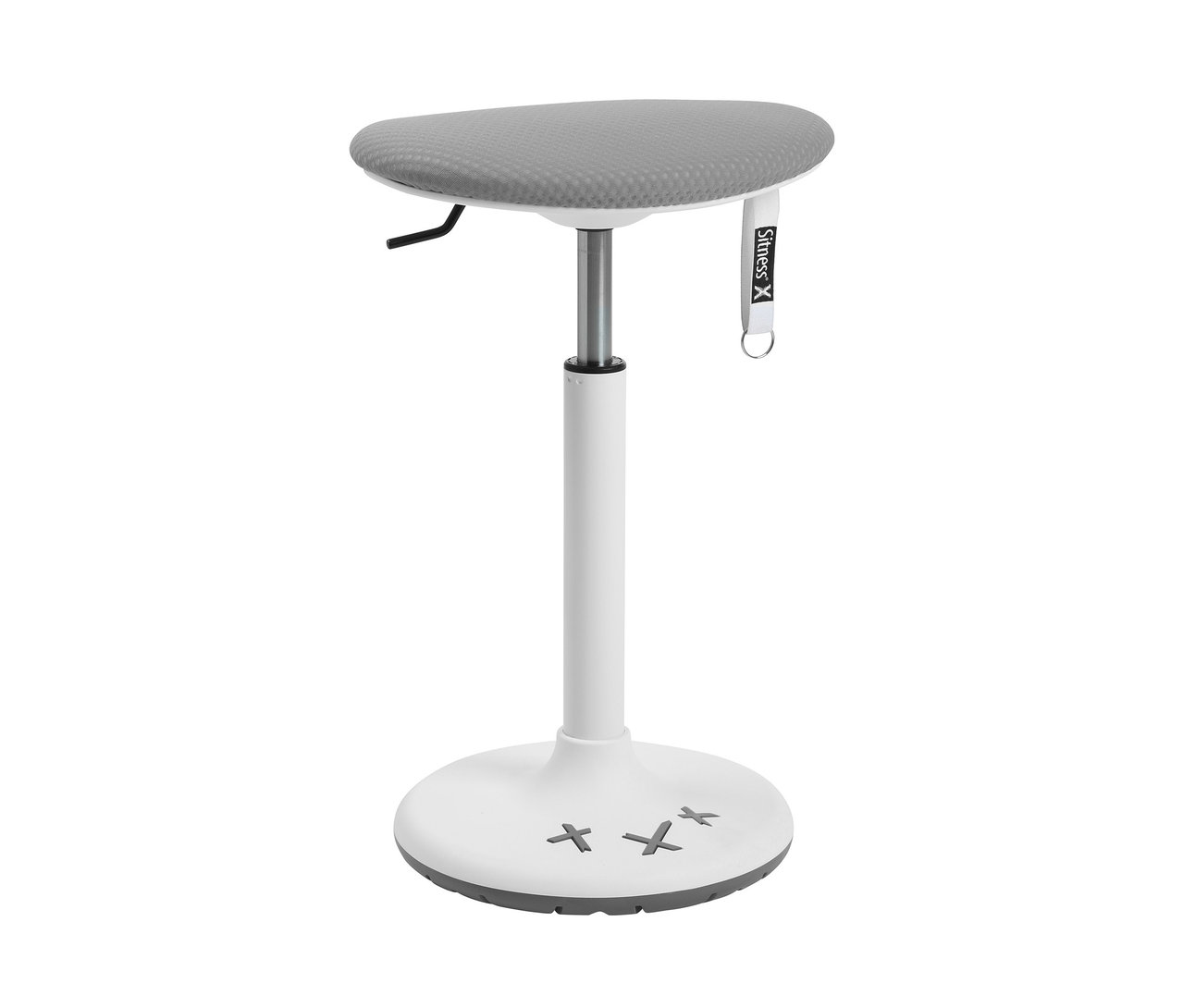 Grauer Topstar »Sitness X Stool 30« Hocker mit weißem Fuß.
