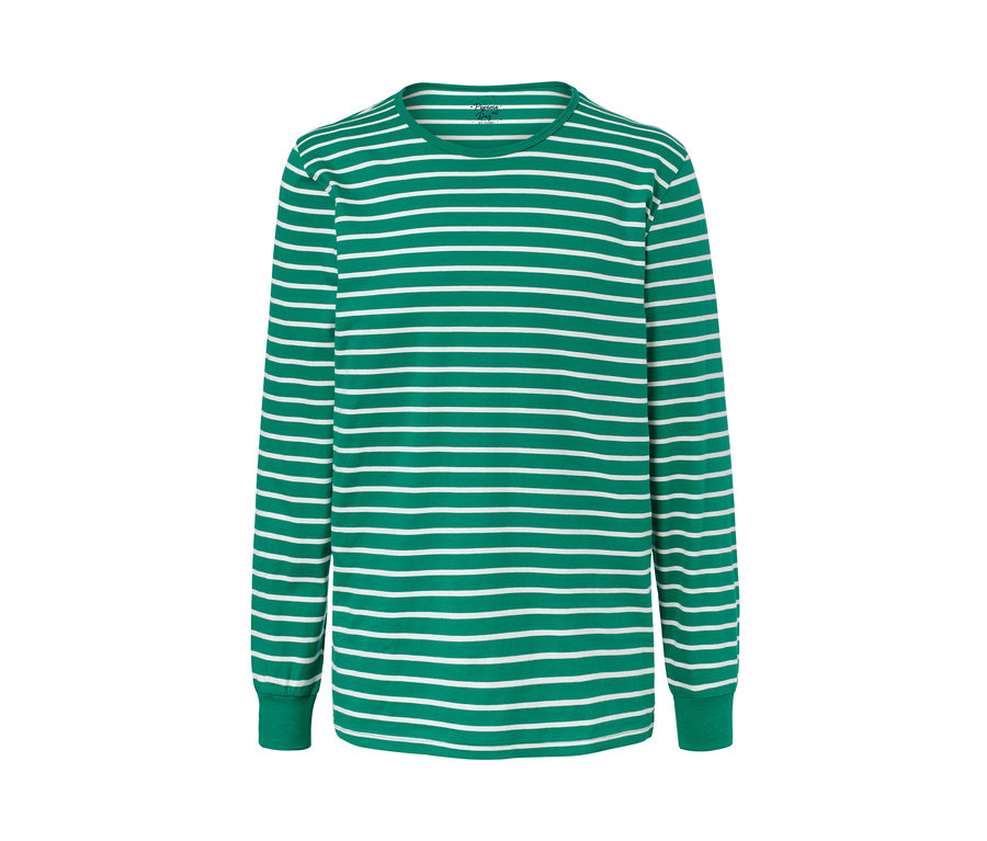 Gestreifter Jersey-Pyjama in Grün und Weiss.