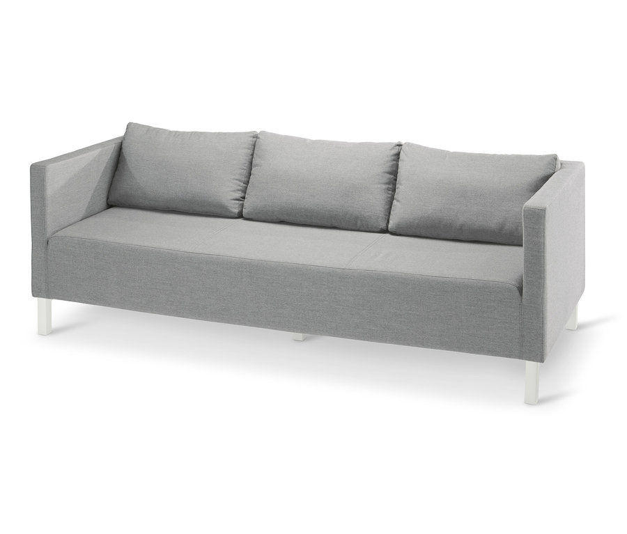 Helles graues Lounge-Sofa mit Sunbrella®-Stoff.