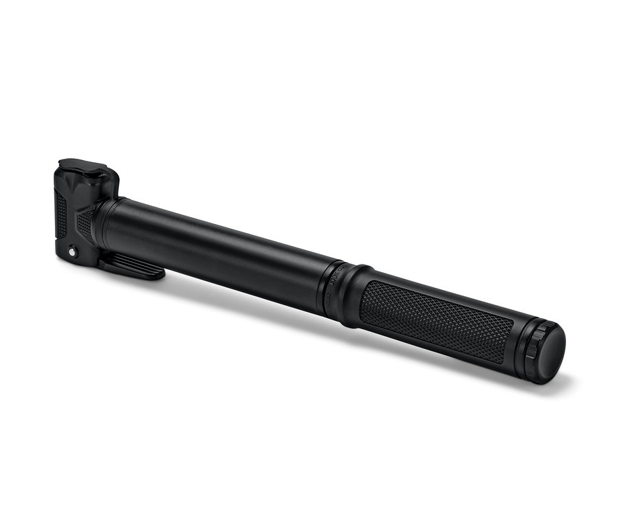 Eine schwarze Mini-Fahrradpumpe.