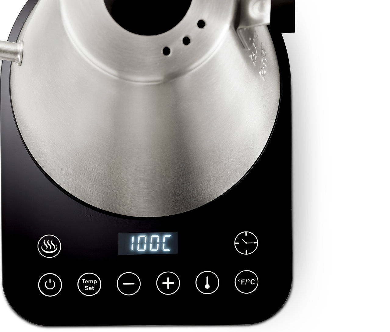 Detailansicht eines elektrischen Schwanenhalskessels.