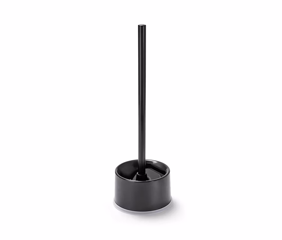 Schwarze Silikon-WC-Bürste.