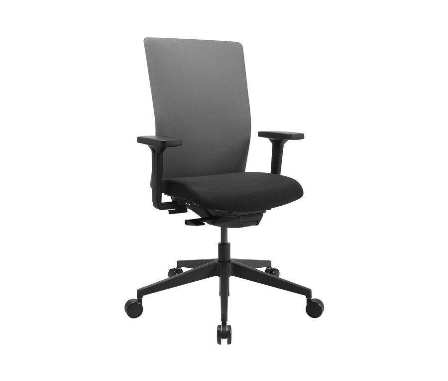 Grauer Topstar Bürostuhl »Airwork G« mit schwarzer Sitzfläche und Armlehnen.