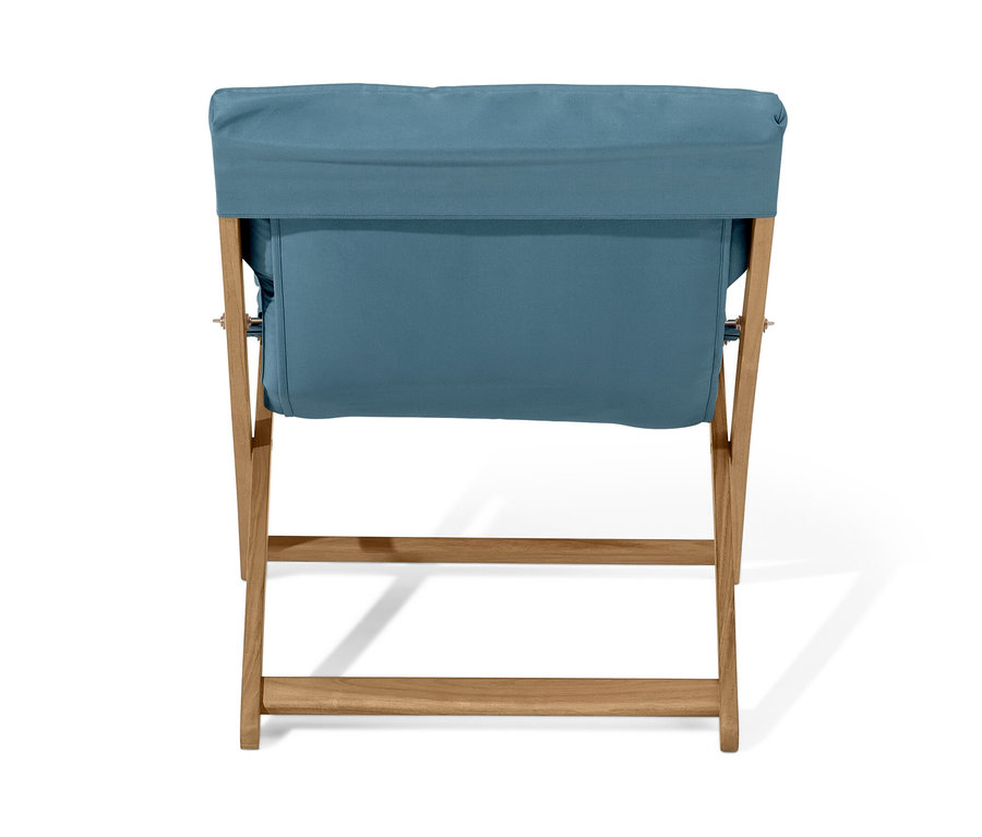 Blaugrauer faltbarer Relax-Sessel.