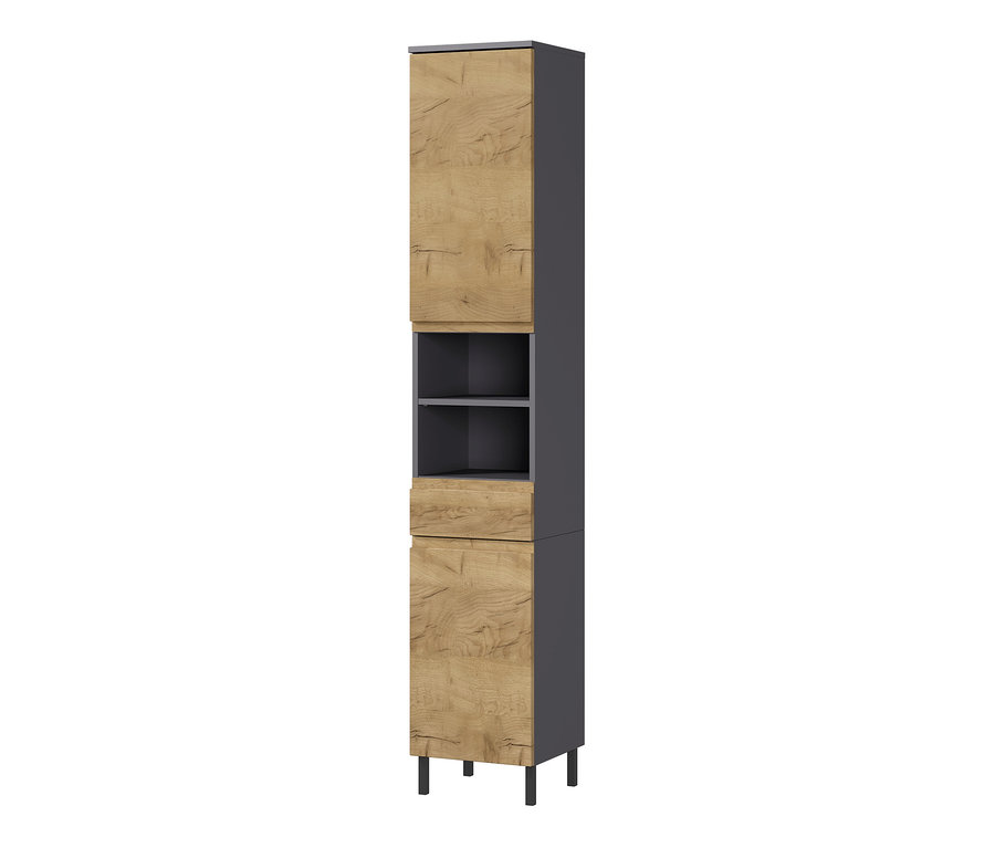 Hochschrank »Salinas« groß mit Kommode, graphit-eiche.