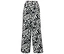 Schwarze Hose mit weißen Blatt- und Punktmustern.