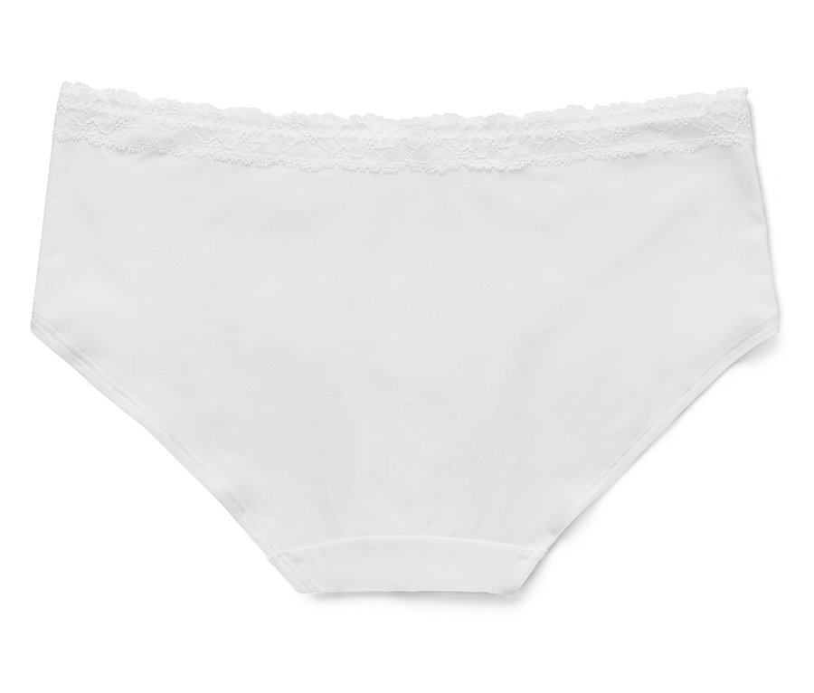 Weißer Damen-Slip mit Spitze am Bund.
