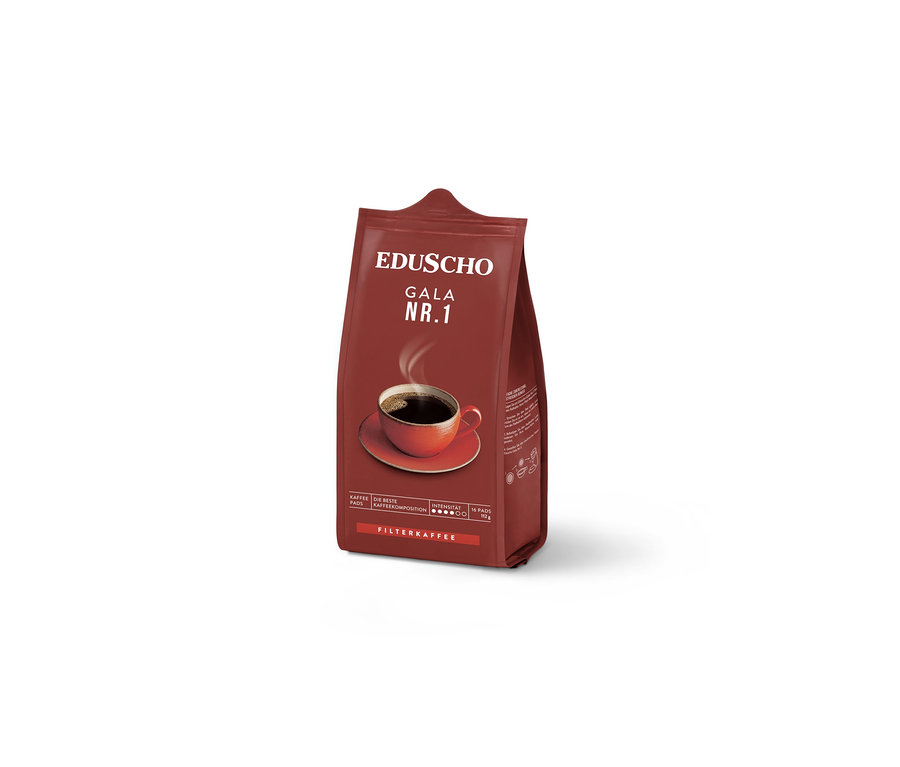 Eine Packung Eduscho Gala Nr. 1 Kaffeepads.