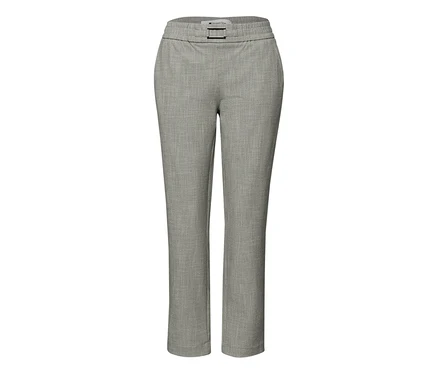 Graue Street One Joggpants mit Gürtelschlaufen und Schnalle.