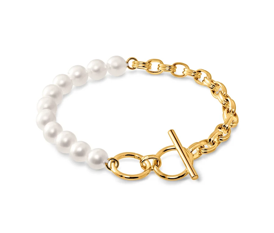 Armband halb Perle und halb goldene Kette.