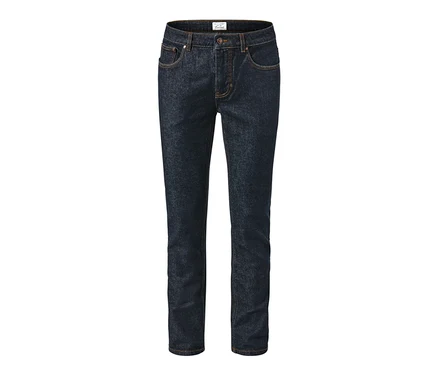 Dunkelblaue Jeans.
