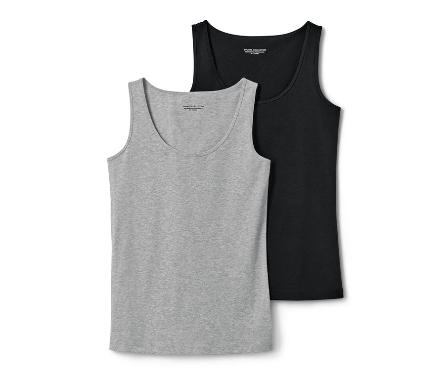 Zwei Tops, schwarz und grau meliert.