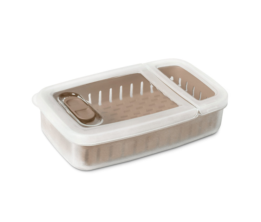 Eine Kräuter-Frischhaltebox mit transparentem Deckel.