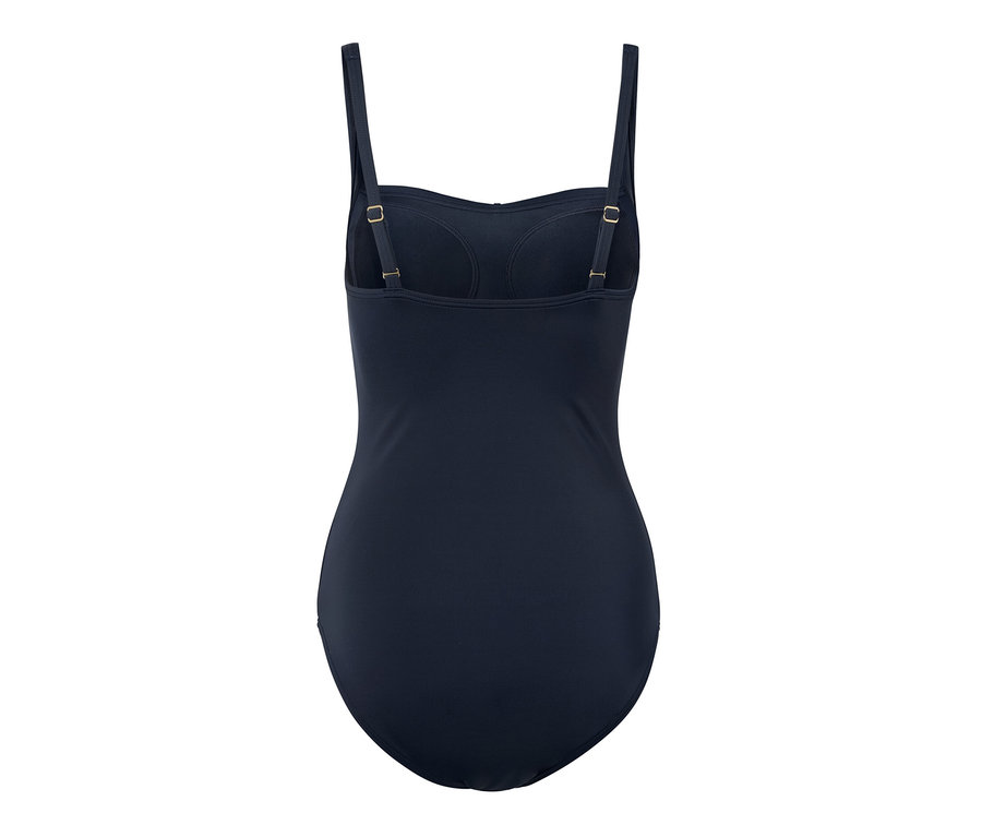 Blauer, figurformender Badeanzug.