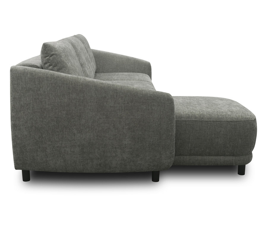 Graues DOMO Ecksofa Longchair, linksbündig.