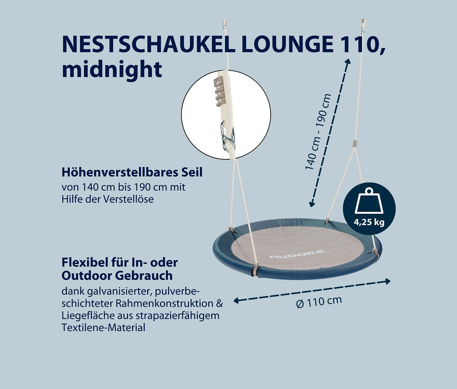 HUDORA Nestschaukel »Lounge«, midnight, Ø 110 cm.