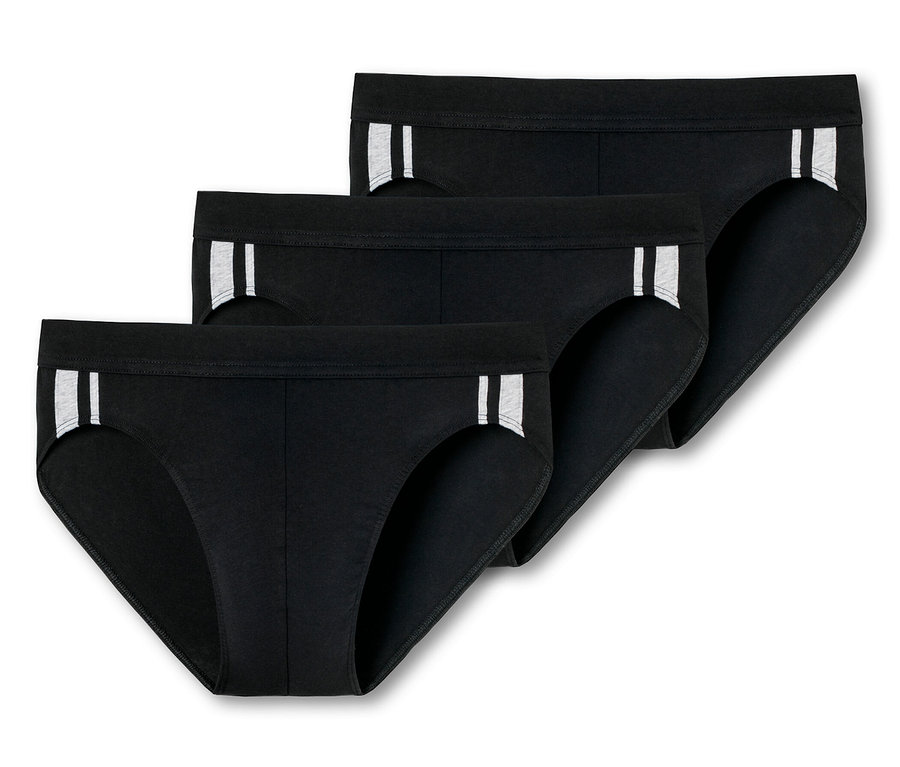Drei schwarze SCHIESSER Slips, 3 Stück.