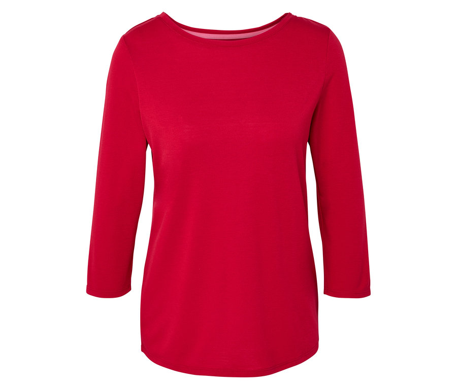 Rotes Funktionsshirt mit 3/4-Ärmeln.