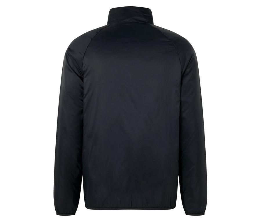 Rückansicht einer schwarzen Jacke.
