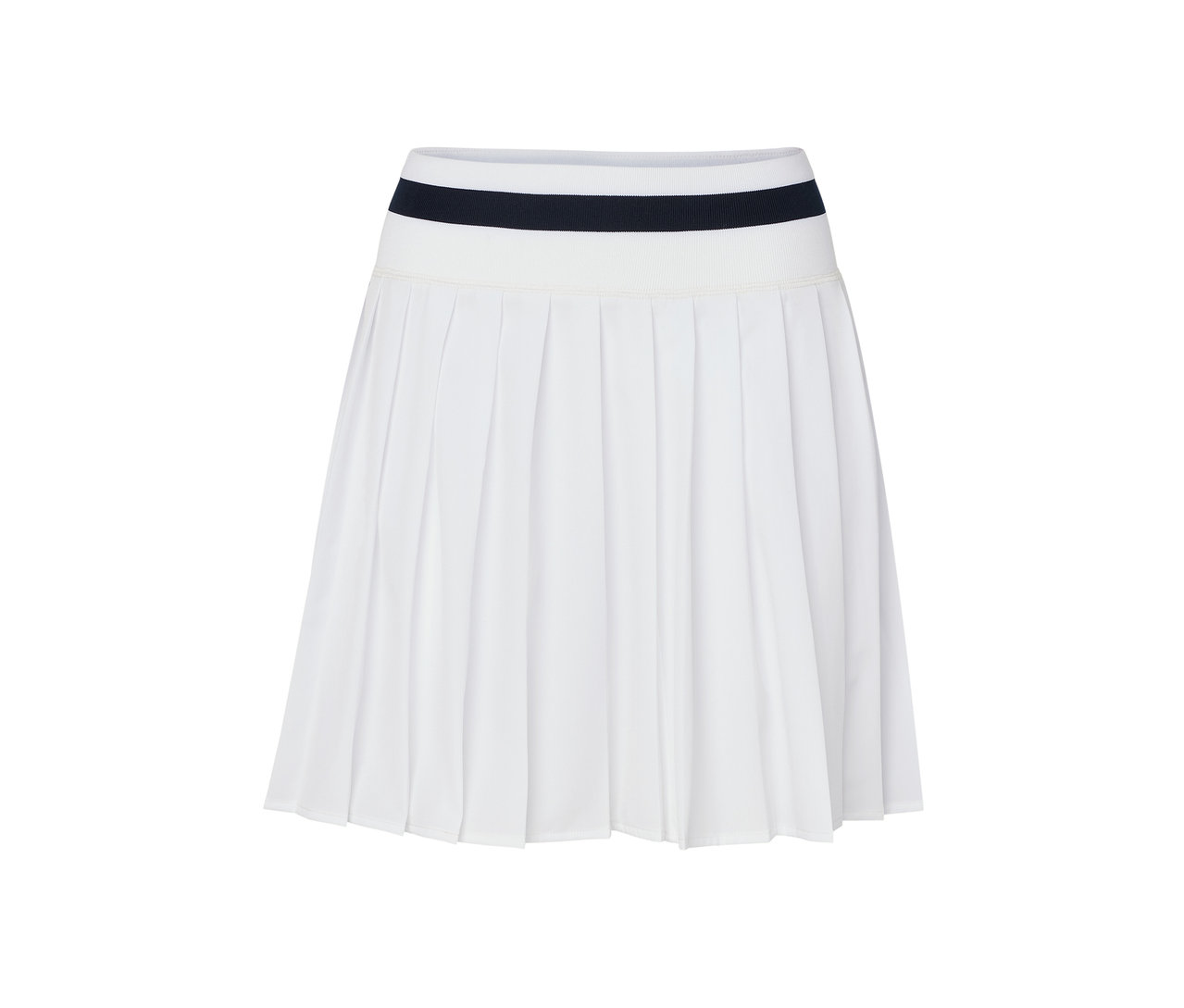Weißer Sportrock mit dunkelblauem Bund.