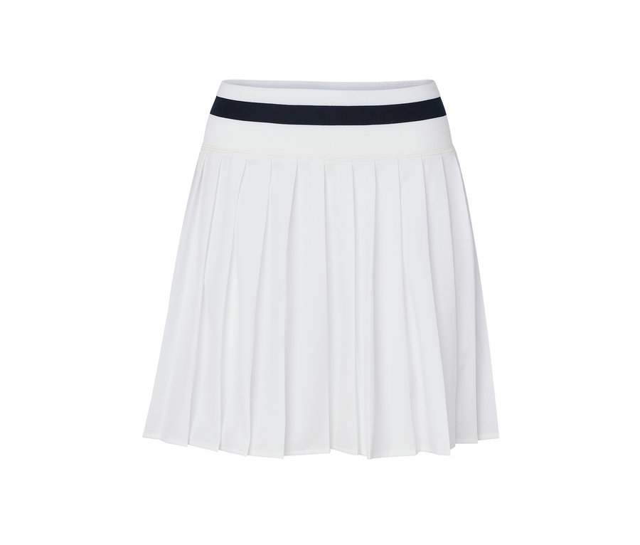 Weißer Sportrock mit dunkelblauem Bund.