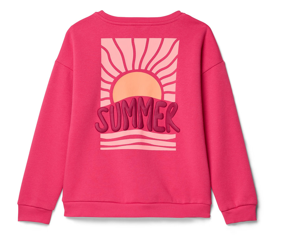 Pinkes Sweatshirt mit "Summer"-Aufdruck und Sonne.