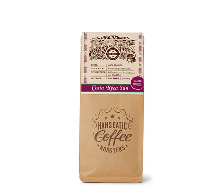 Eine Packung Hanseatic - Costa Rica Sun Filterkaffee - 250 g Ganze Bohne.