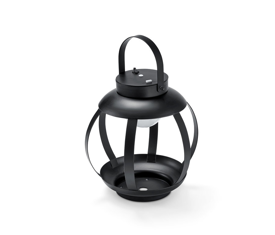 Schwarze LED-Laterne mit Akku.