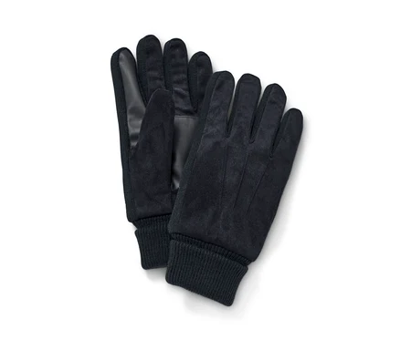 Ein Paar schwarze Handschuhe.