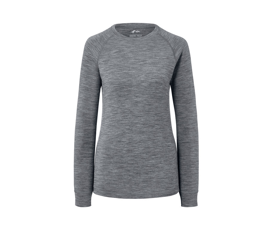 Graues Funktionsshirt mit langen Ärmeln und Merinowolle.
