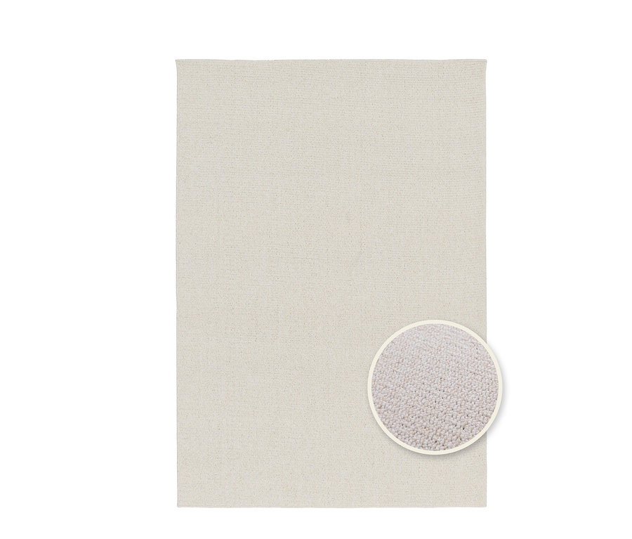 Cremefarbener Teppich »Daisy« mit Detailaufnahme der Textur.